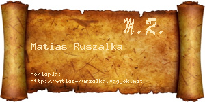 Matias Ruszalka névjegykártya